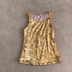 Gold sequin tank top